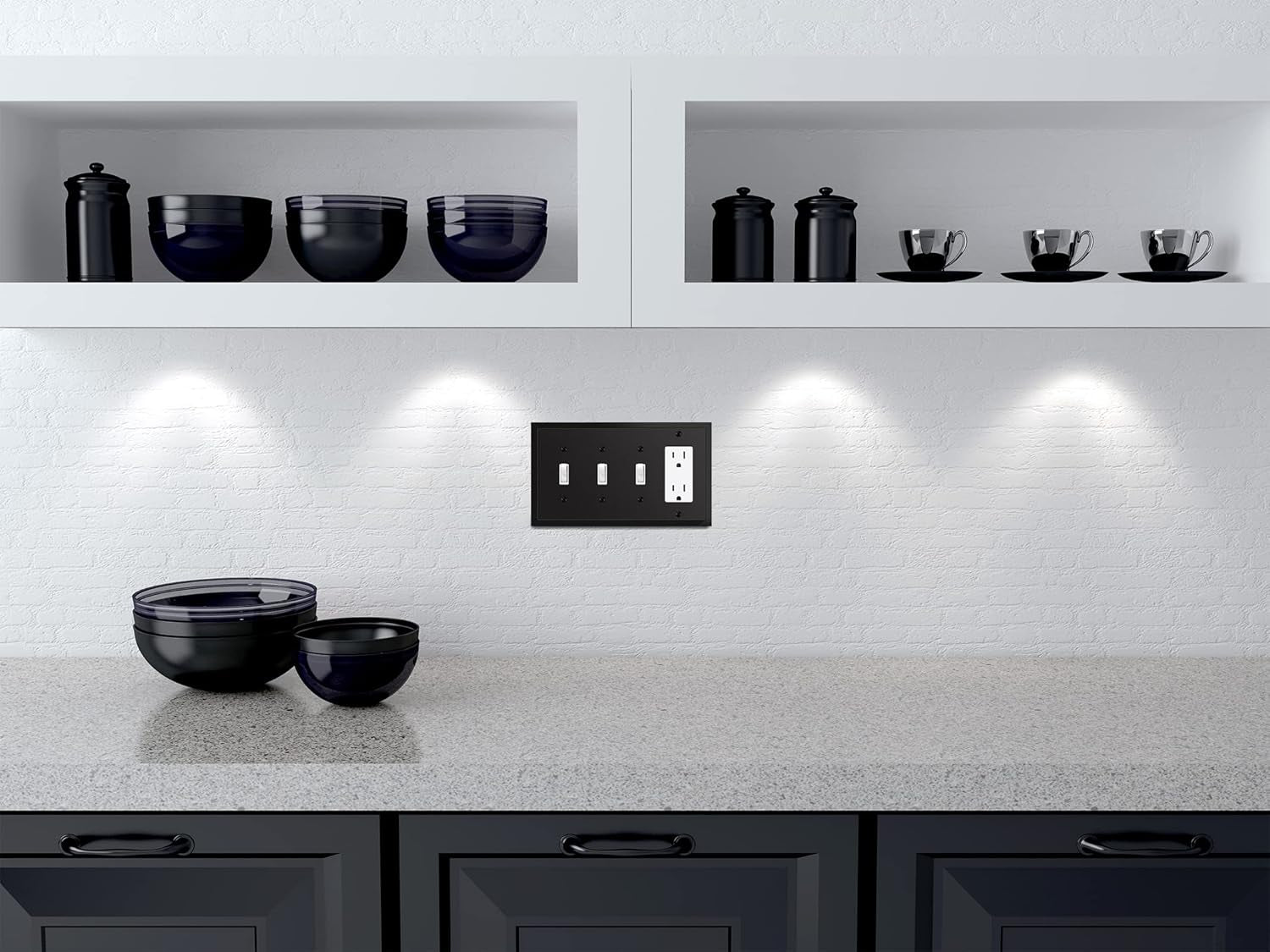 Elevate Your Space with the Modern Edge Matte Black Decorative Wall Plate - Durable Zinc Alloy Triple Toggle/Singe Decorator Design