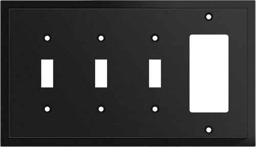 Elevate Your Space with the Modern Edge Matte Black Decorative Wall Plate - Durable Zinc Alloy Triple Toggle/Singe Decorator Design