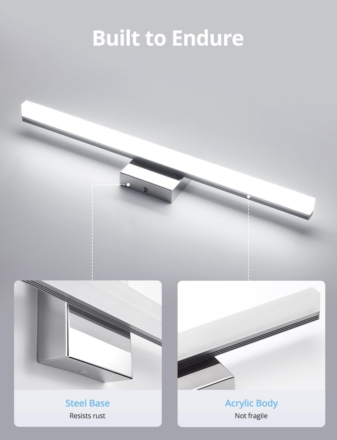 Sleek 24-Inch LED Vanity Light Bar - Modern Bathroom Lighting Fixture with Cool White 6000K for a Bright and Inviting Space