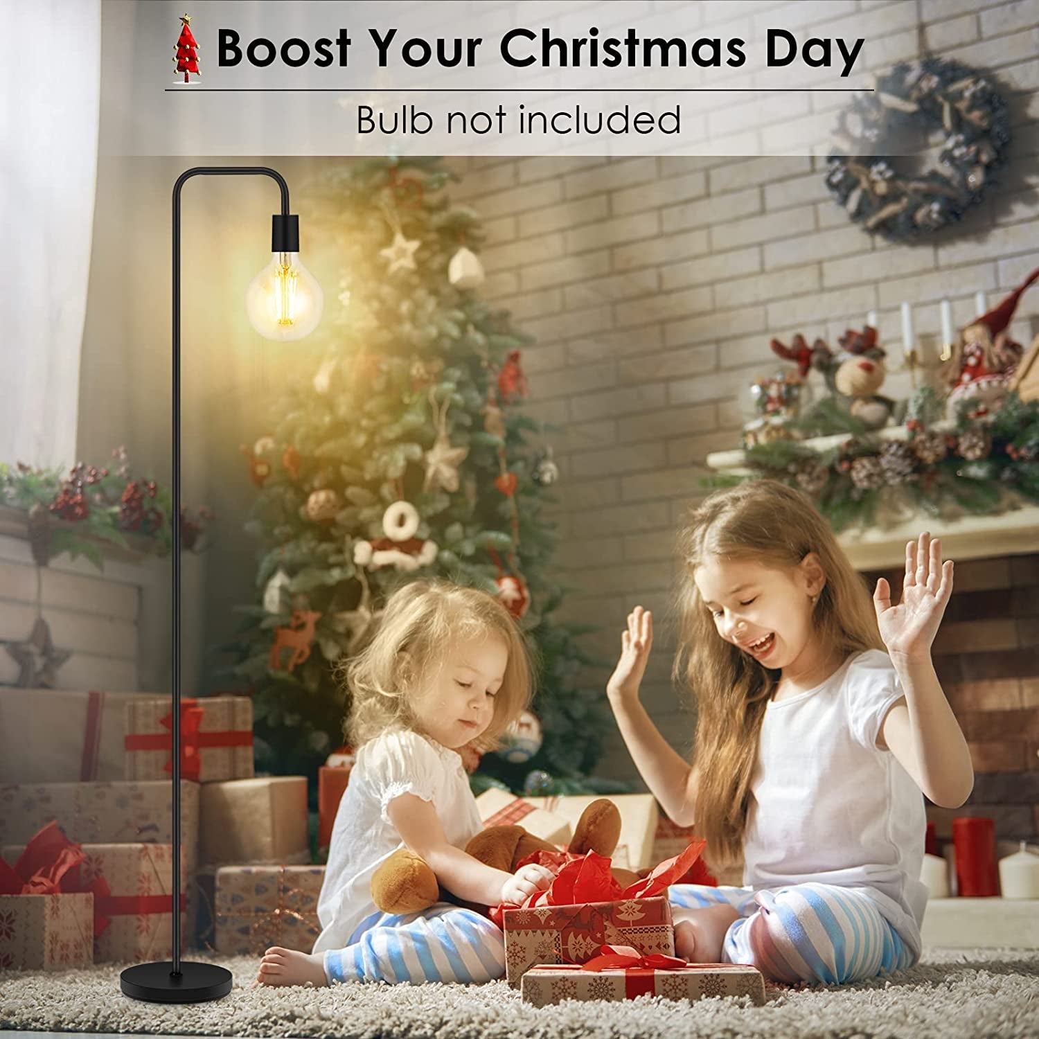 Floor Lamp, Industrial Floor Lamp, 63 Inch Standing Lamp, E26 Socket, On/Off Footswitch, Whole Metal, ETL Listed, Modern Small Lamp for Bedroom, Living Room, Minimalist, Vintage, Mid Century