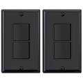 Sleek Glossy Black Decorator Double Rocker Light Switch - 15A 120V with Wall Plate Included - Perfect for Modern Homes