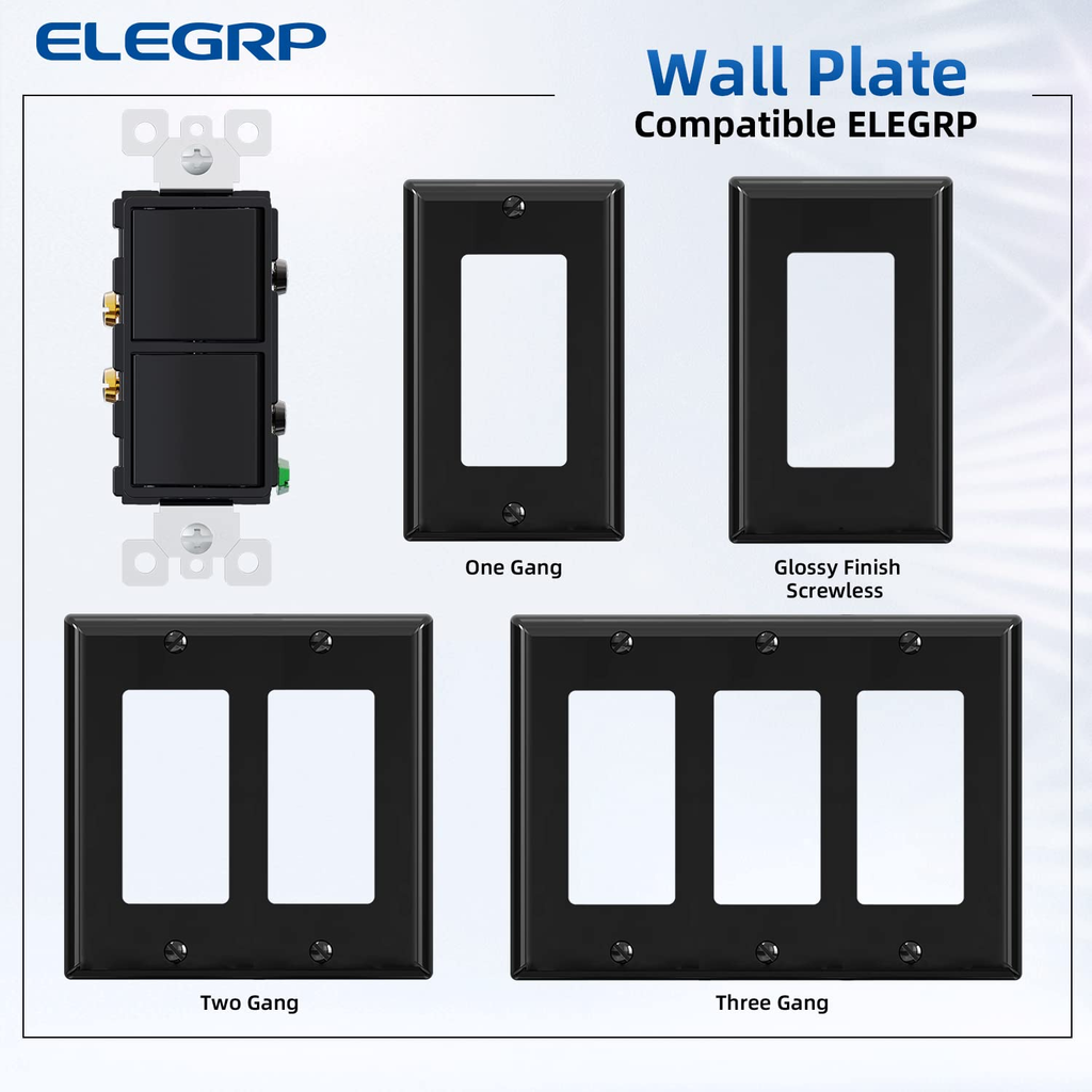 Sleek Glossy Black Decorator Double Rocker Light Switch - 15A 120V with Wall Plate Included - Perfect for Modern Homes