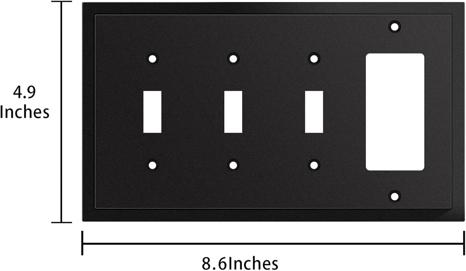 Elevate Your Space with the Modern Edge Matte Black Decorative Wall Plate - Durable Zinc Alloy Triple Toggle/Singe Decorator Design