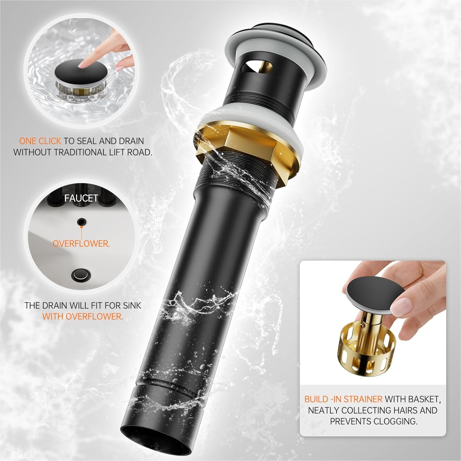 4 Inch 2 or 3 Holes 2 Handles Centerset Matte Black Lead-Free Bathroom Sink Faucet, Bathroom Faucet with Copper Pop up Drain and Water Supply Lines, BF008-5-MB