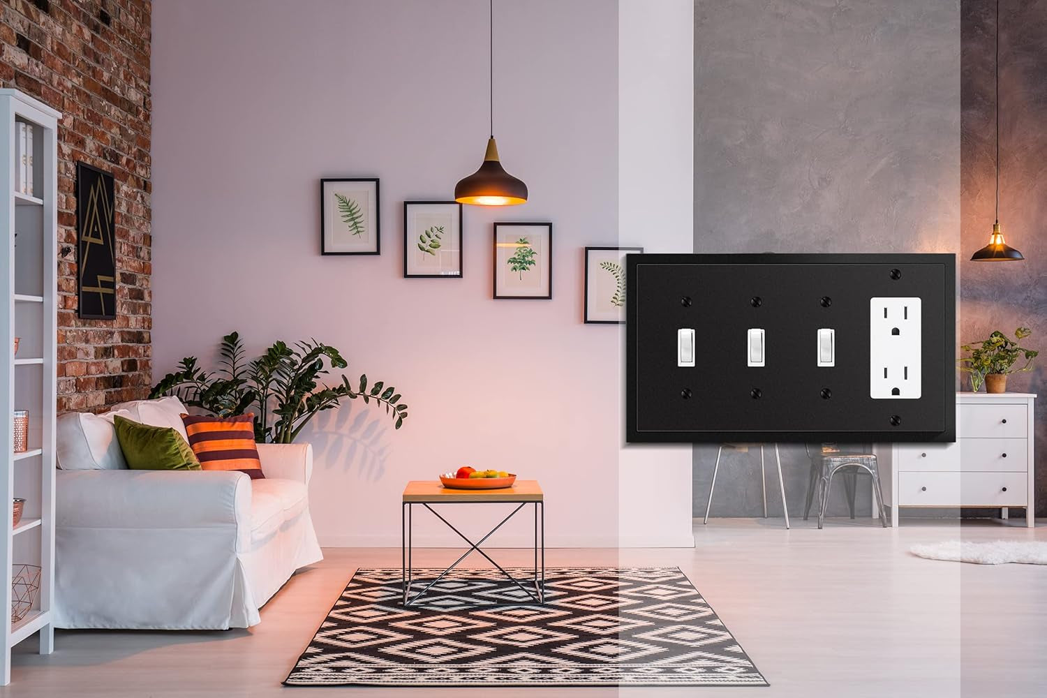 Elevate Your Space with the Modern Edge Matte Black Decorative Wall Plate - Durable Zinc Alloy Triple Toggle/Singe Decorator Design