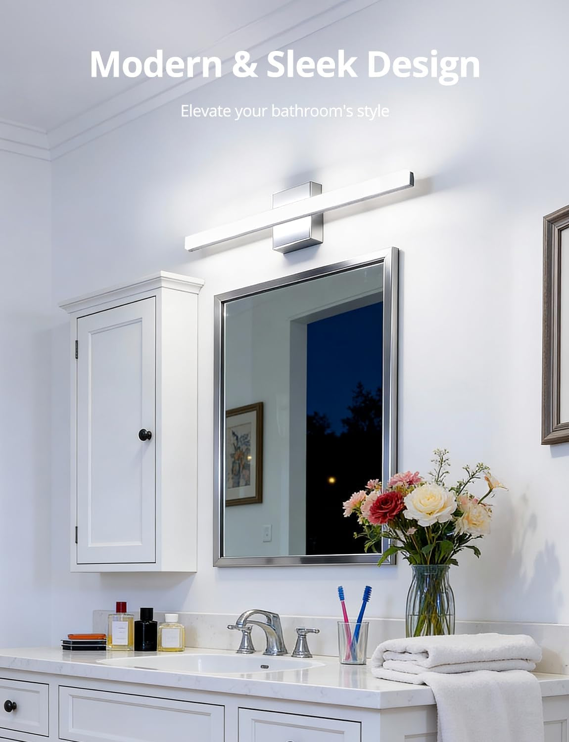 Sleek 24-Inch LED Vanity Light Bar - Modern Bathroom Lighting Fixture with Cool White 6000K for a Bright and Inviting Space