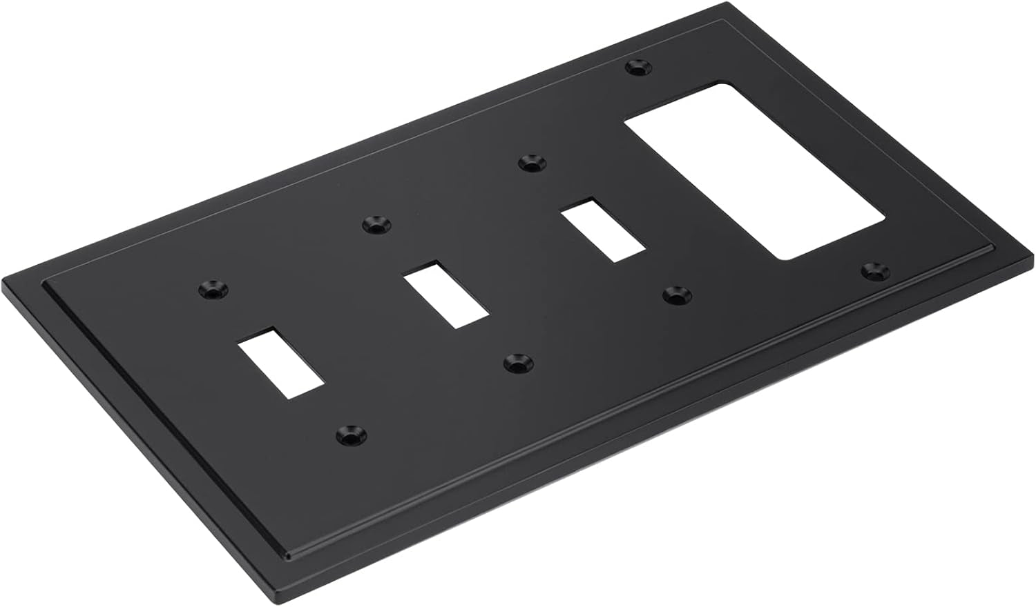Elevate Your Space with the Modern Edge Matte Black Decorative Wall Plate - Durable Zinc Alloy Triple Toggle/Singe Decorator Design
